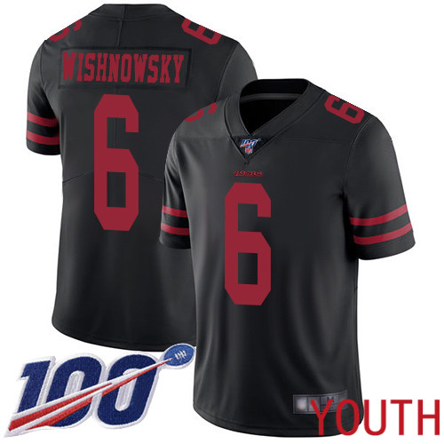 San Francisco 49ers Limited Black Youth Mitch Wishnowsky Alternate NFL Jersey 6 100th Vapor Untouchable